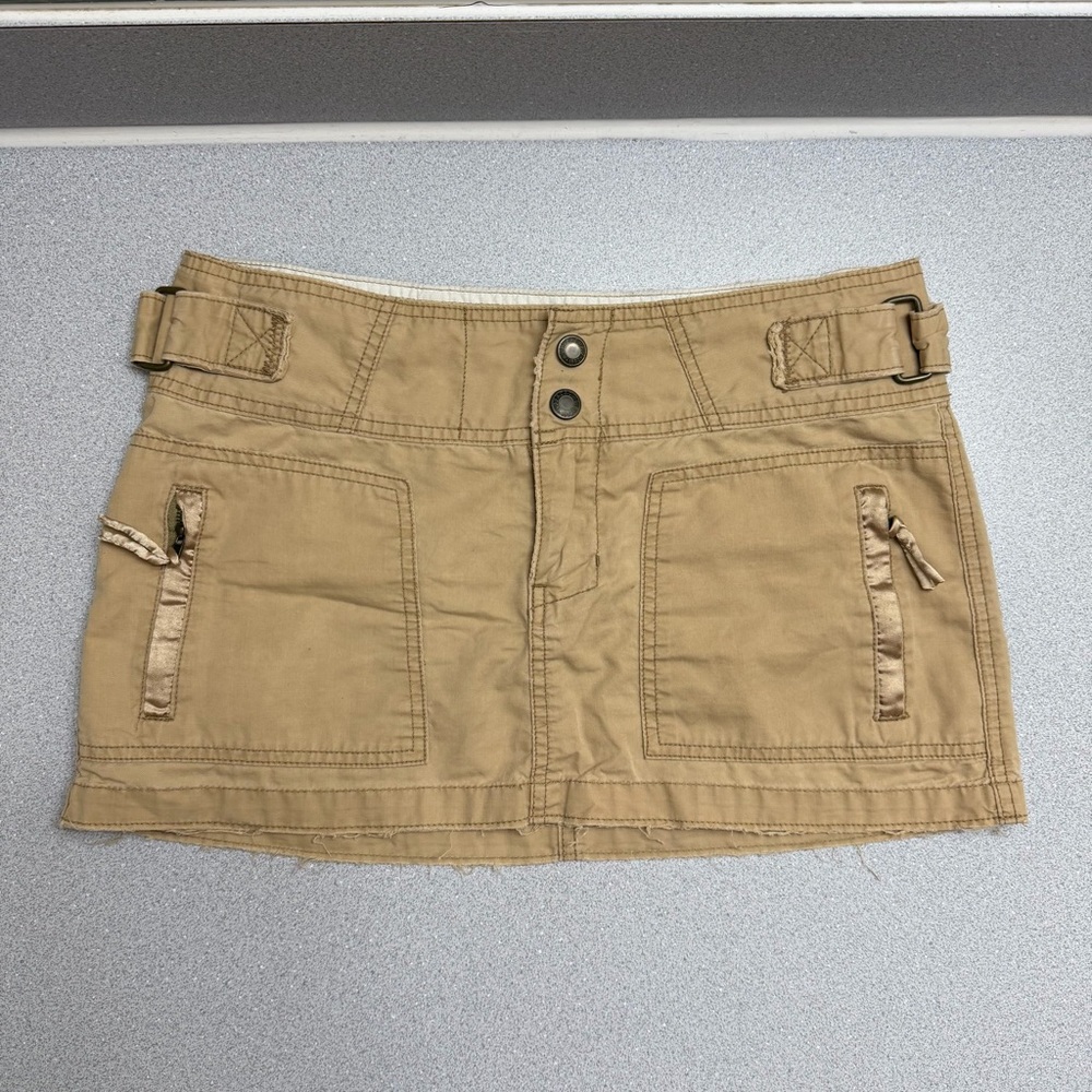 Vintage Y2K Abercrombie & Fitch 2000s Khaki Military Paratrooper Mini Skirt
